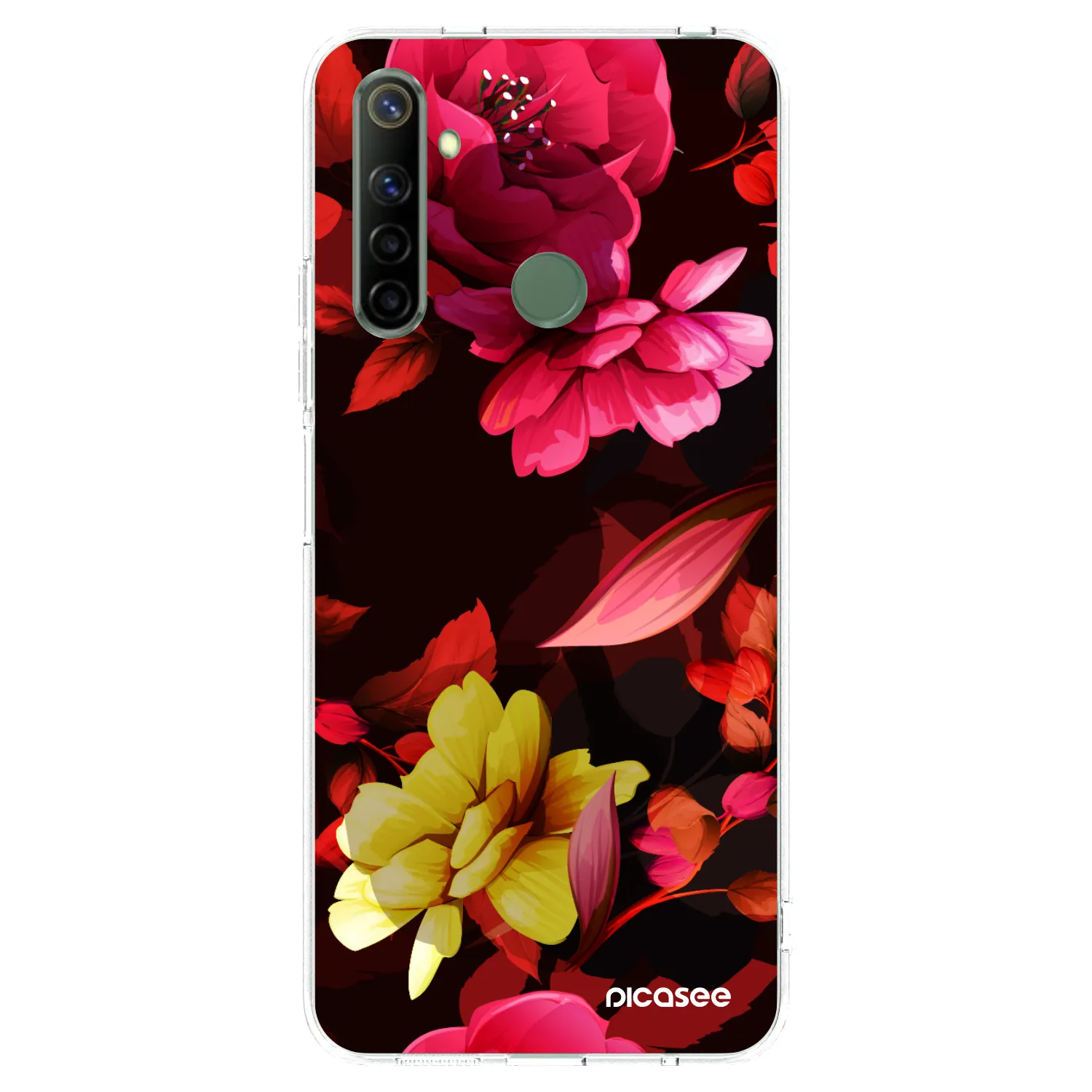 Picasee átlátszó szilikon tok az alábbi mobiltelefonokra Realme 6i - Dark Peonny