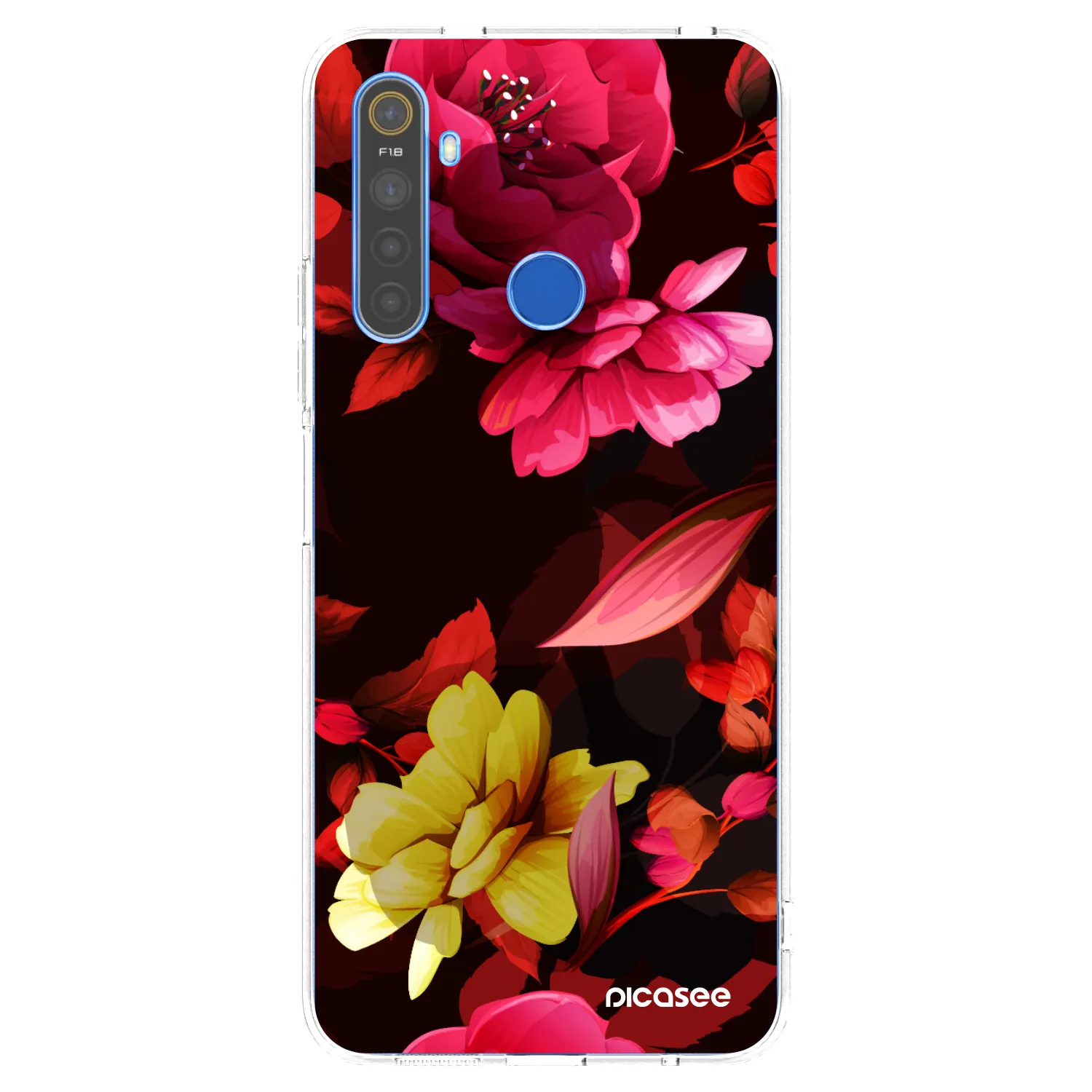 Picasee átlátszó szilikon tok az alábbi mobiltelefonokra Realme 5 - Dark Peonny