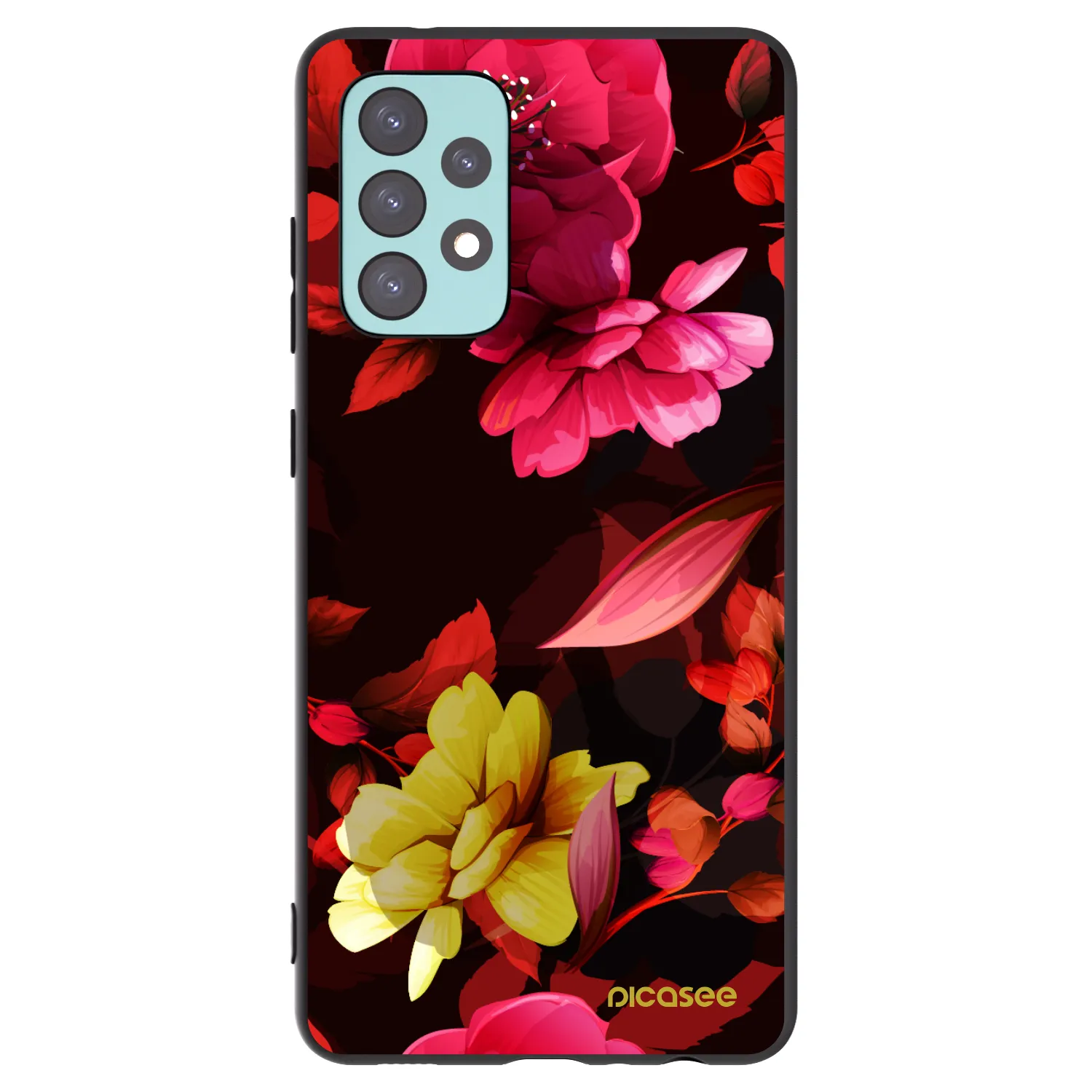 Picasee fekete szilikon tok az alábbi mobiltelefonokra Samsung Galaxy A72 A725F - Dark Peonny