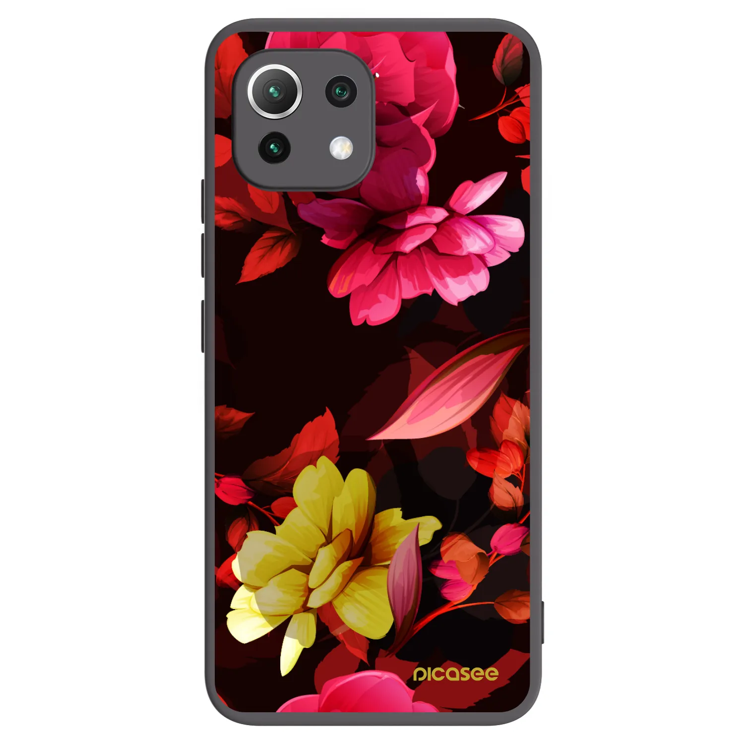 Picasee fekete szilikon tok az alábbi mobiltelefonokra Xiaomi Mi 11 Lite - Dark Peonny