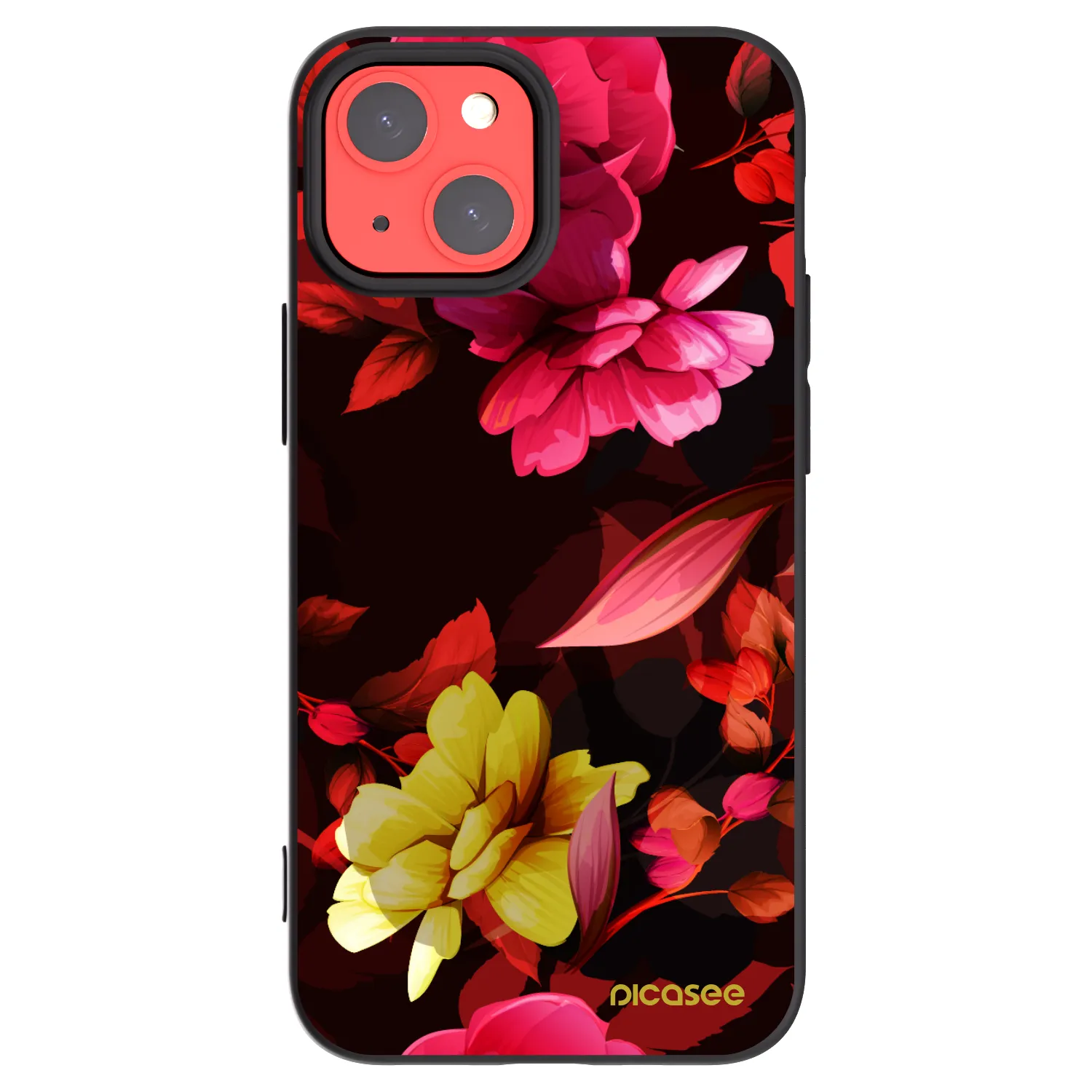 Picasee fekete szilikon tok az alábbi mobiltelefonokra Apple iPhone 13 mini - Dark Peonny