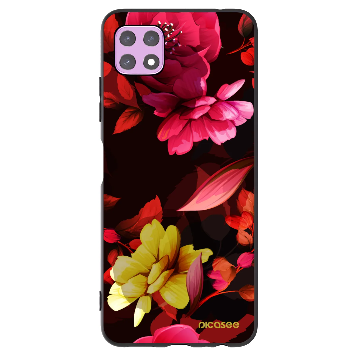 Picasee fekete szilikon tok az alábbi mobiltelefonokra Samsung Galaxy A22 A226B 5G - Dark Peonny