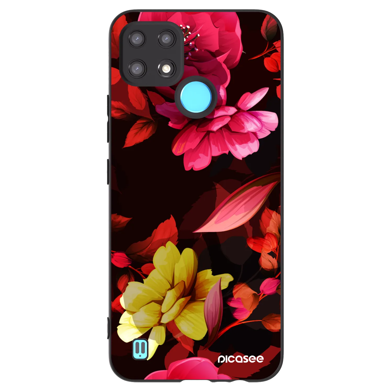 Picasee fekete szilikon tok az alábbi mobiltelefonokra Realme C21 - Dark Peonny