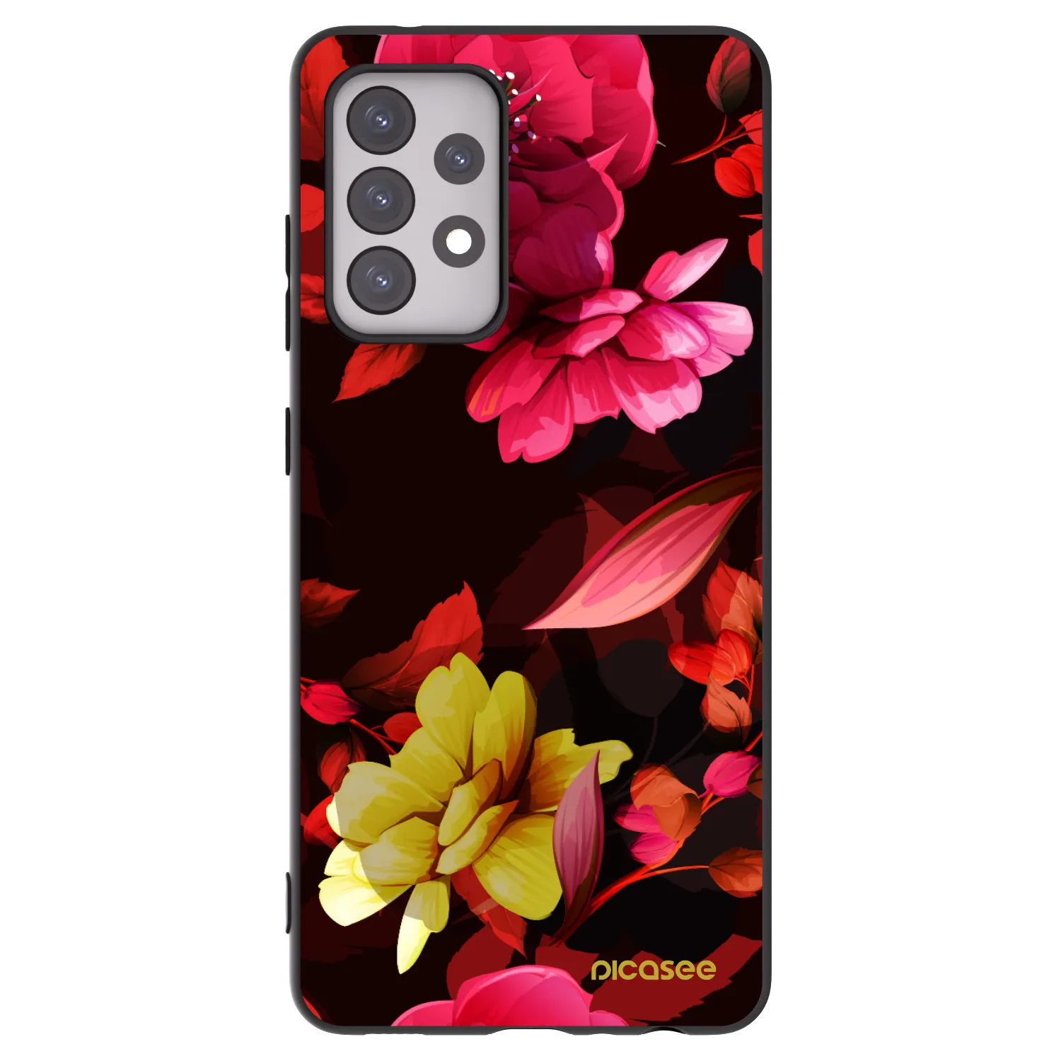 Picasee fekete szilikon tok az alábbi mobiltelefonokra Samsung Galaxy A52s 5G A528B - Dark Peonny