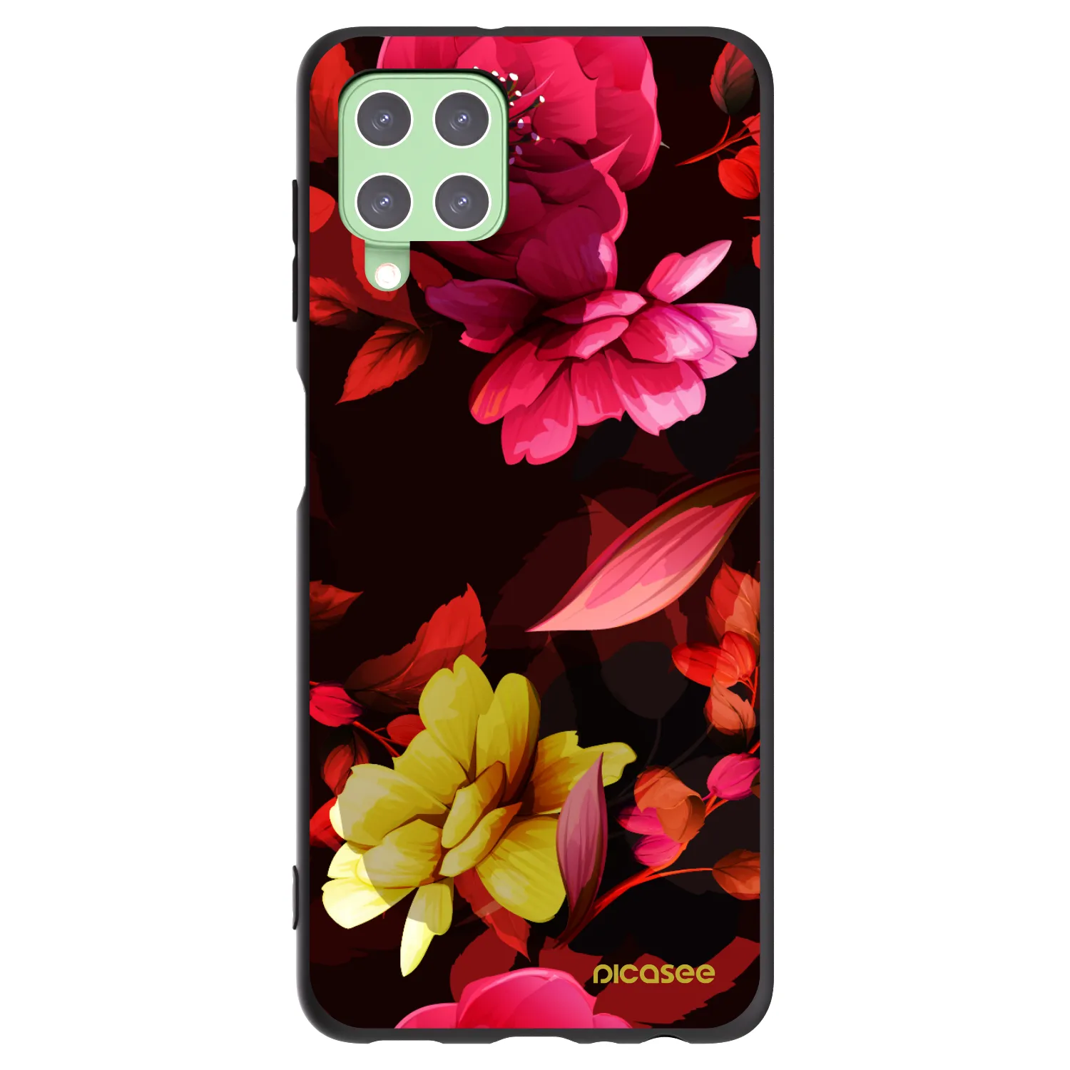 Picasee fekete szilikon tok az alábbi mobiltelefonokra Samsung Galaxy A22 A225F 4G - Dark Peonny