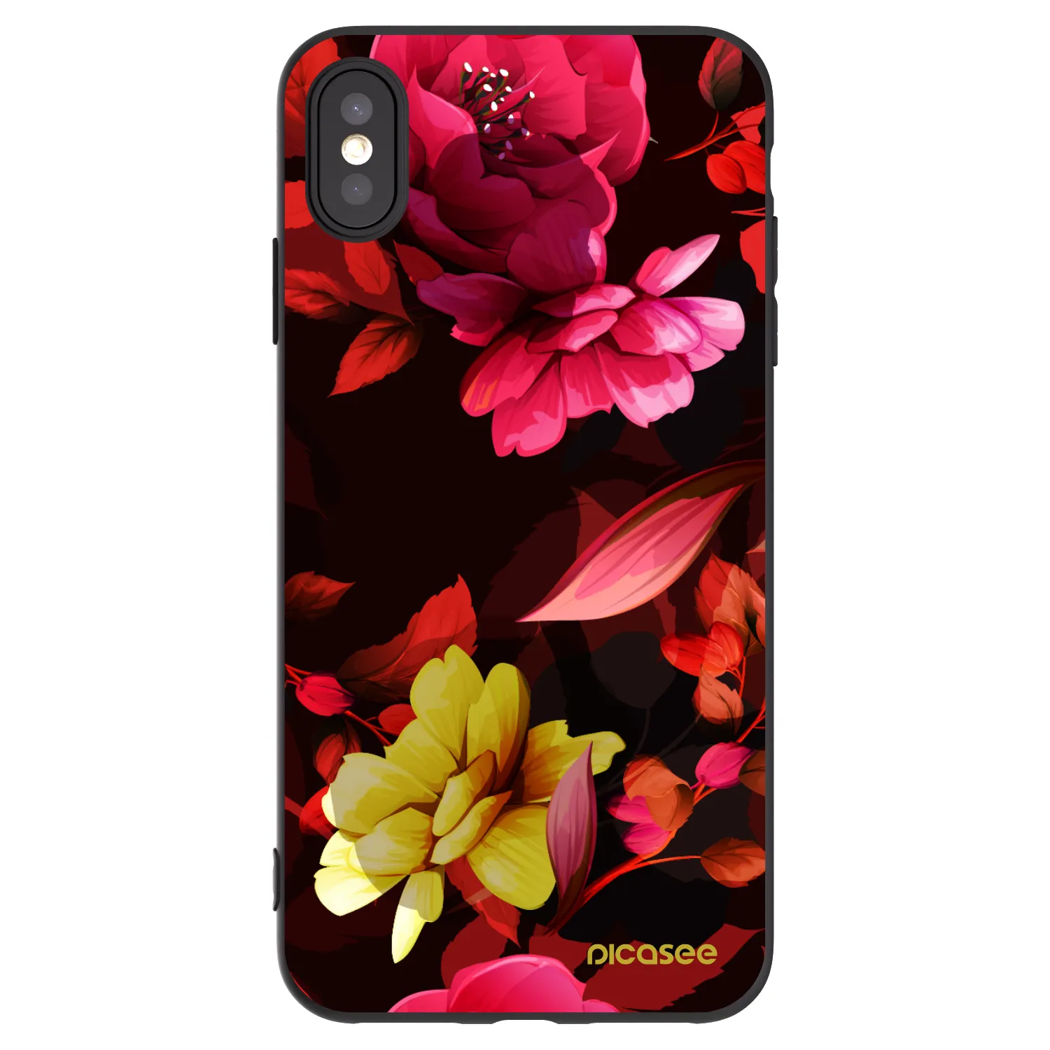 Picasee fekete szilikon tok az alábbi mobiltelefonokra Apple iPhone XS Max - Dark Peonny