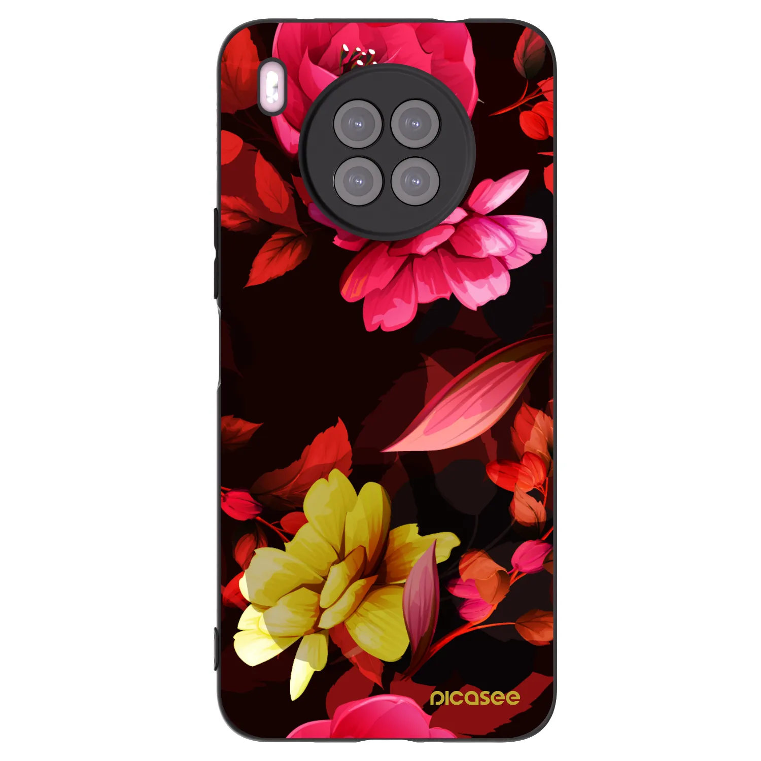 Picasee fekete szilikon tok az alábbi mobiltelefonokra Huawei Nova 8i - Dark Peonny