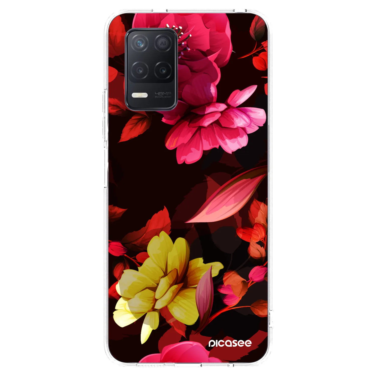 Picasee átlátszó szilikon tok az alábbi mobiltelefonokra Realme 8 5G - Dark Peonny