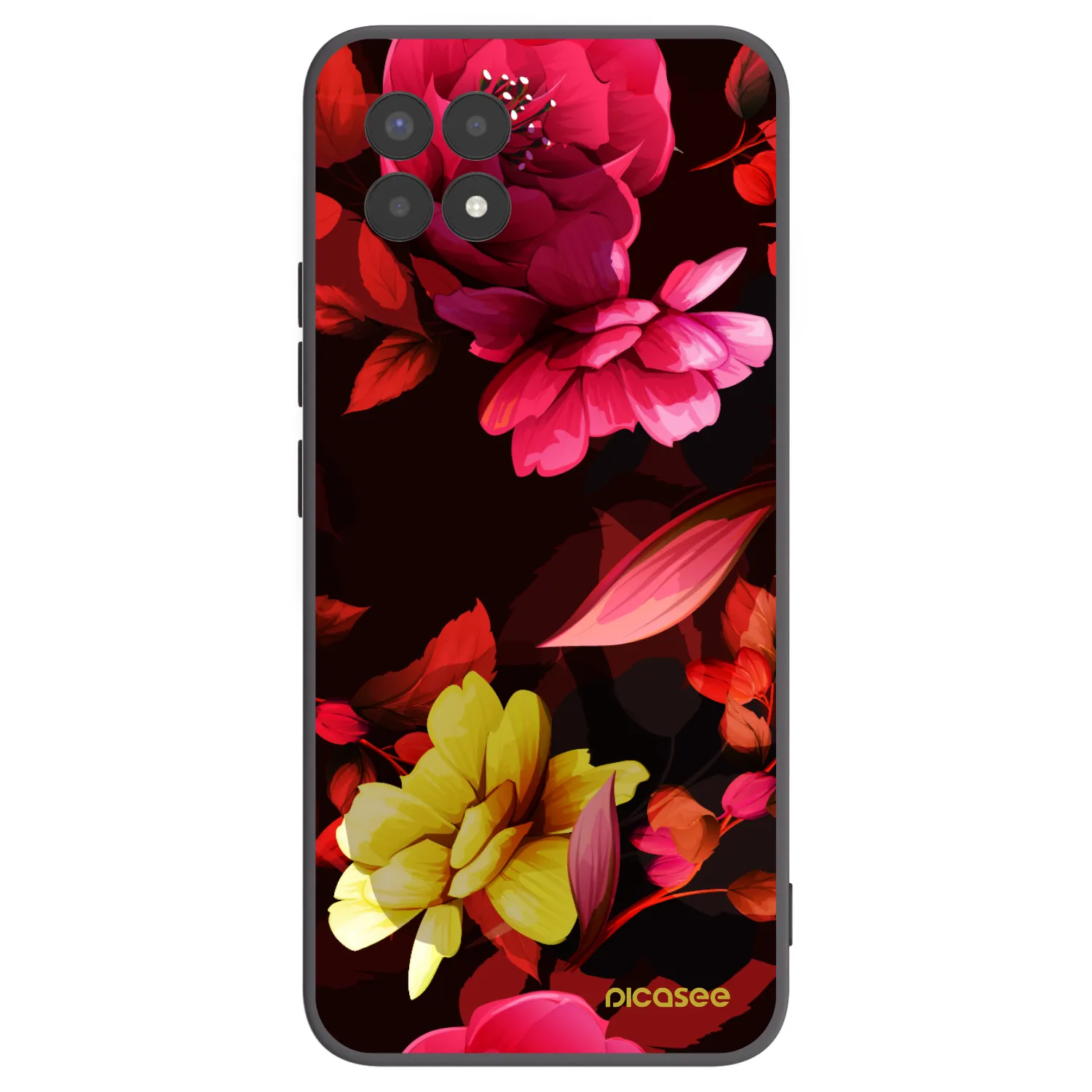 Picasee fekete szilikon tok az alábbi mobiltelefonokra Realme 8i - Dark Peonny