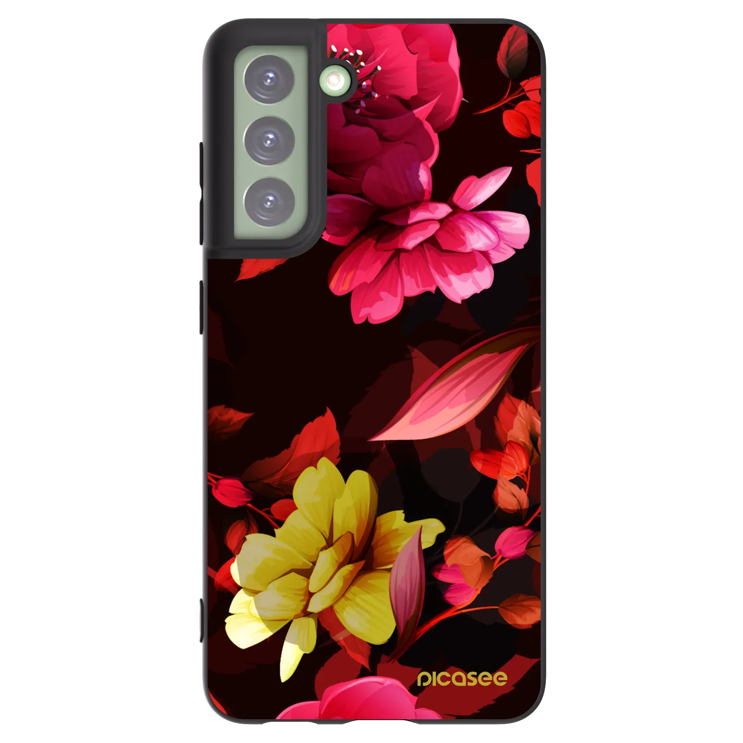 Picasee fekete szilikon tok az alábbi mobiltelefonokra Samsung Galaxy S21 FE 5G - Dark Peonny