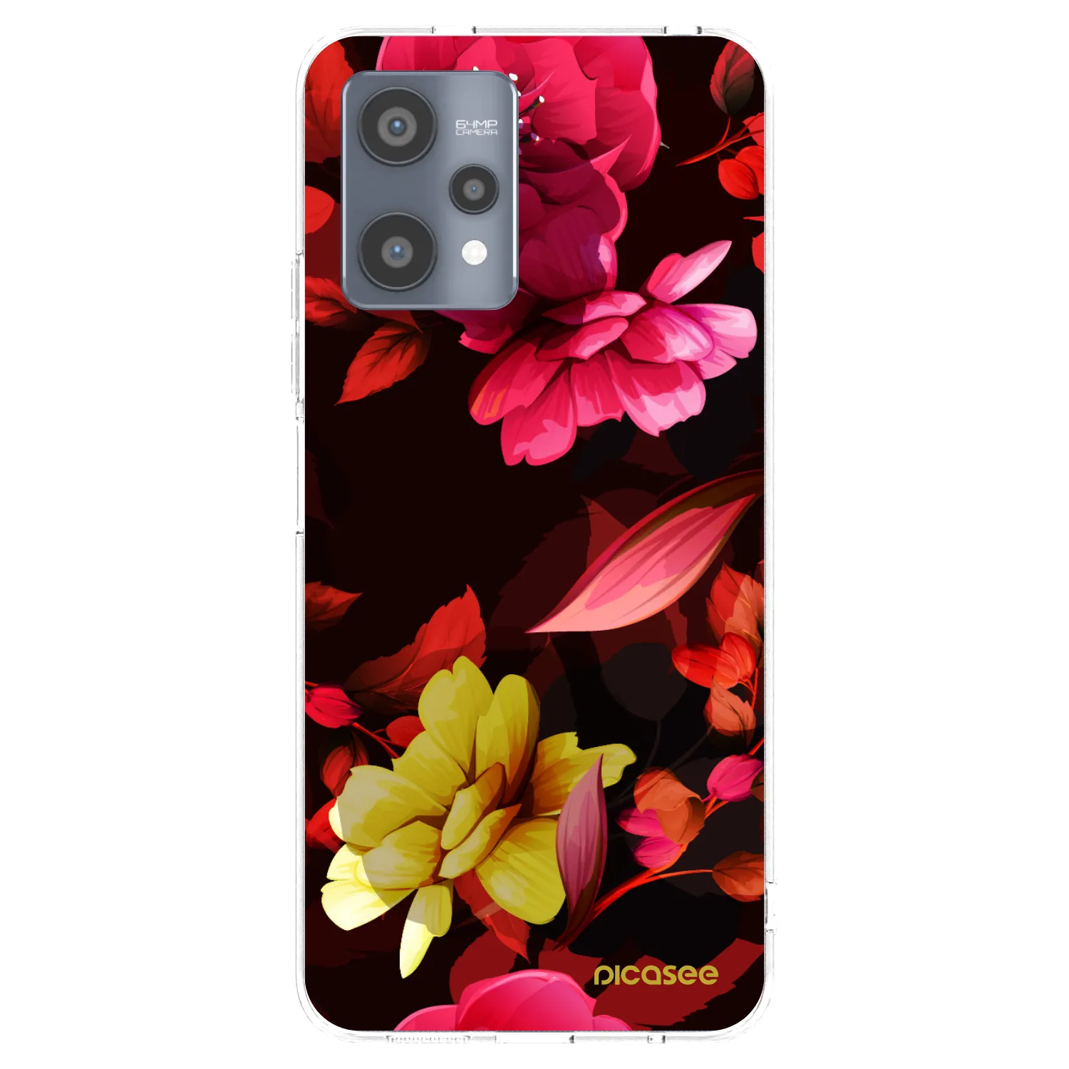 Picasee átlátszó szilikon tok az alábbi mobiltelefonokra Realme 9 Pro 5G - Dark Peonny