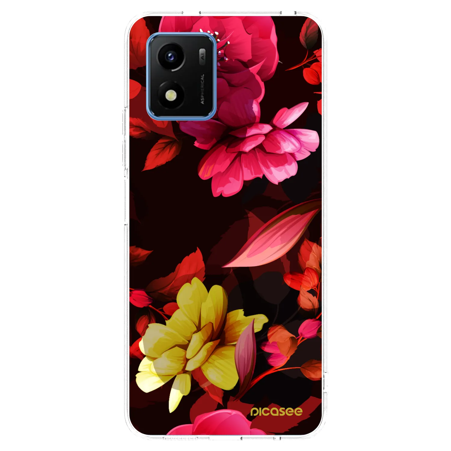Picasee átlátszó szilikon tok az alábbi mobiltelefonokra Vivo Y01 - Dark Peonny