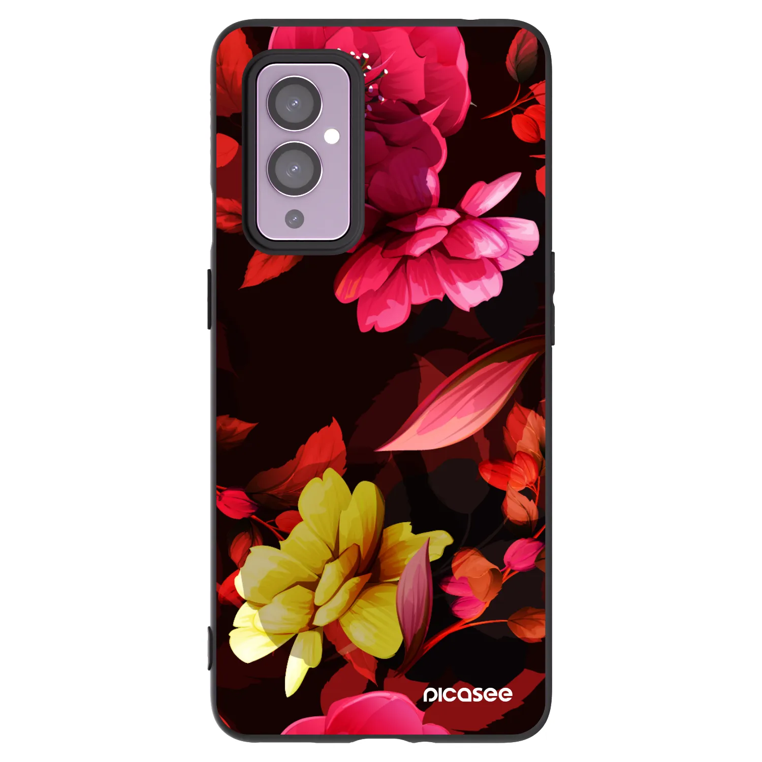 Picasee fekete szilikon tok az alábbi mobiltelefonokra OnePlus 9 - Dark Peonny