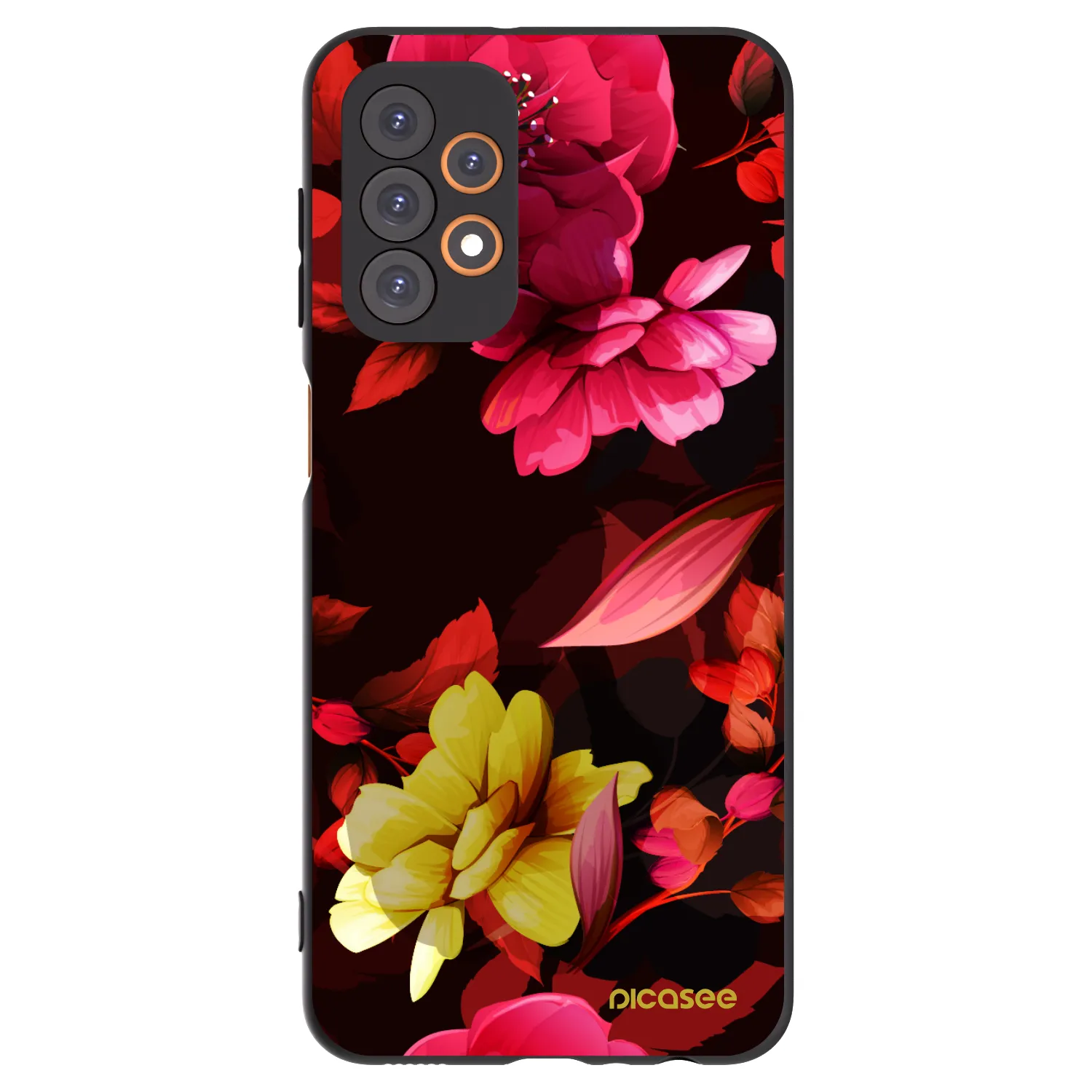 Picasee fekete szilikon tok az alábbi mobiltelefonokra Samsung Galaxy A23 A236B 5G - Dark Peonny