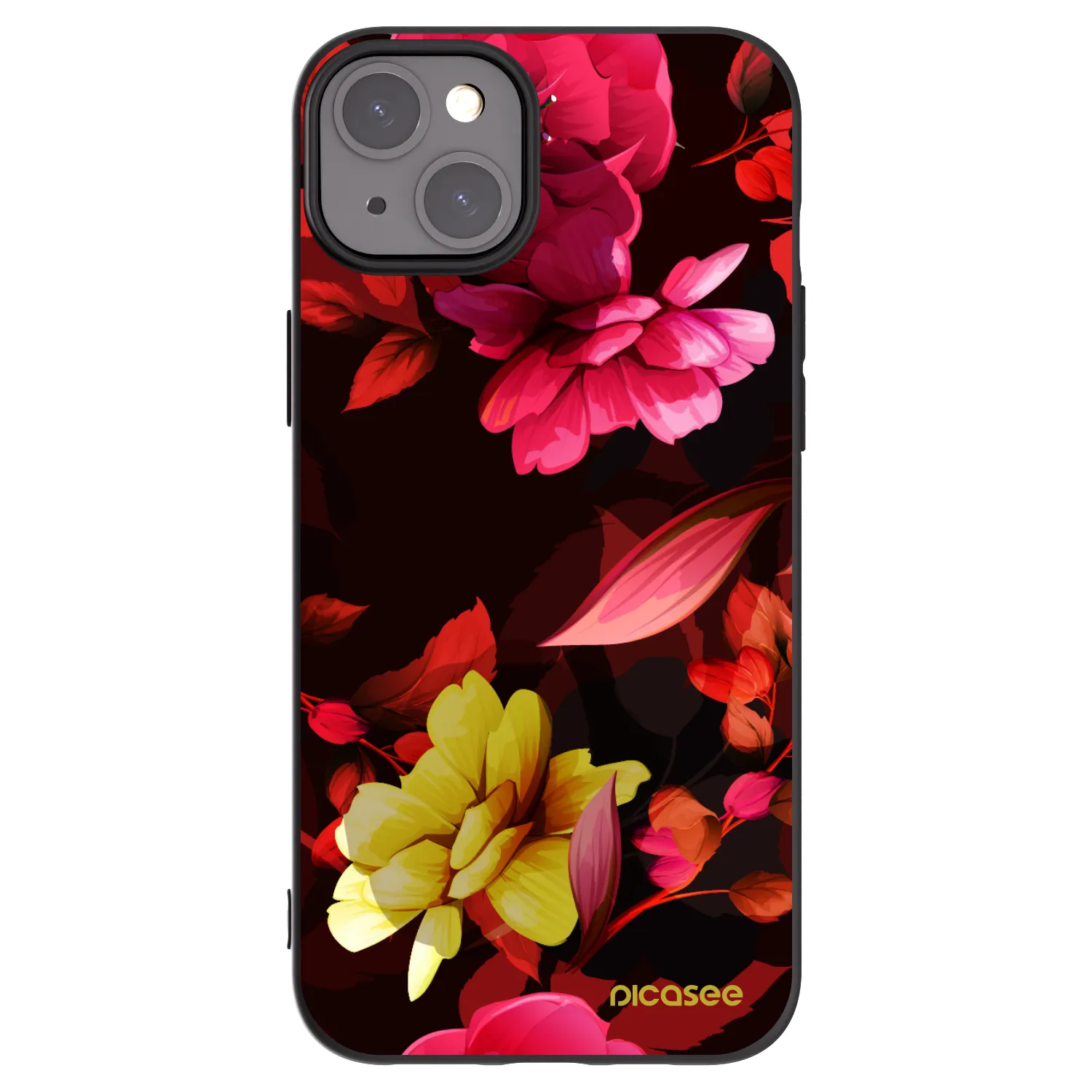Picasee fekete szilikon tok az alábbi mobiltelefonokra Apple iPhone 15 Plus - Dark Peonny