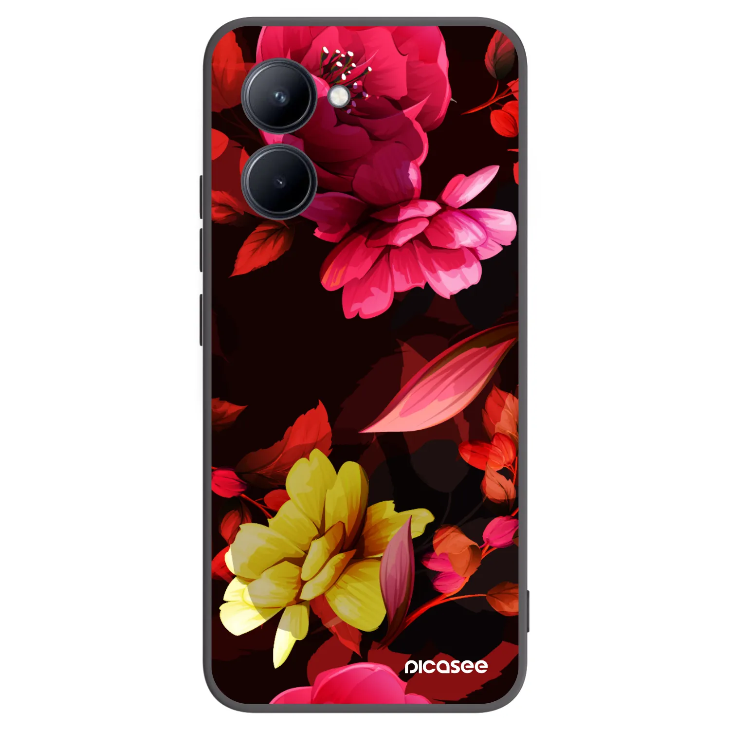 Picasee fekete szilikon tok az alábbi mobiltelefonokra Realme C33 (2023) - Dark Peonny
