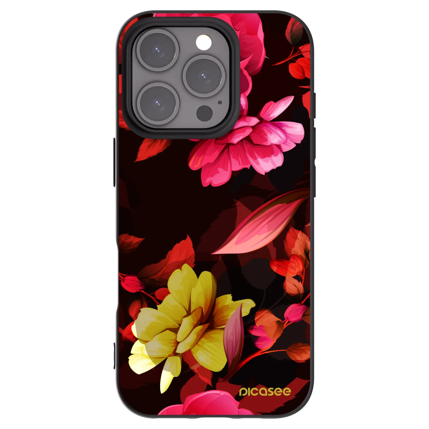 Picasee fekete szilikon tok az alábbi mobiltelefonokra Apple iPhone 16 Pro - Dark Peonny