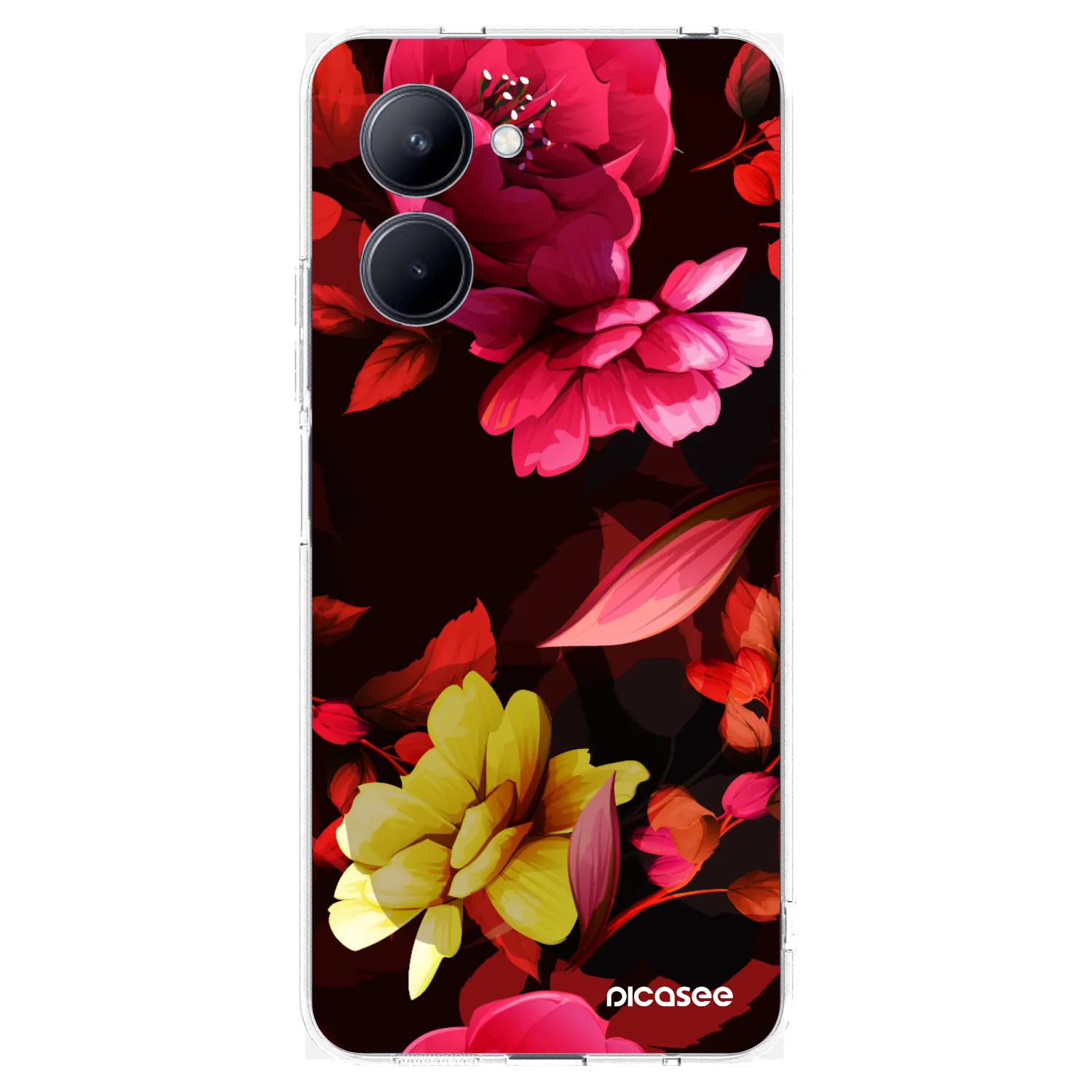 Picasee átlátszó szilikon tok az alábbi mobiltelefonokra Realme C33 (2023) - Dark Peonny