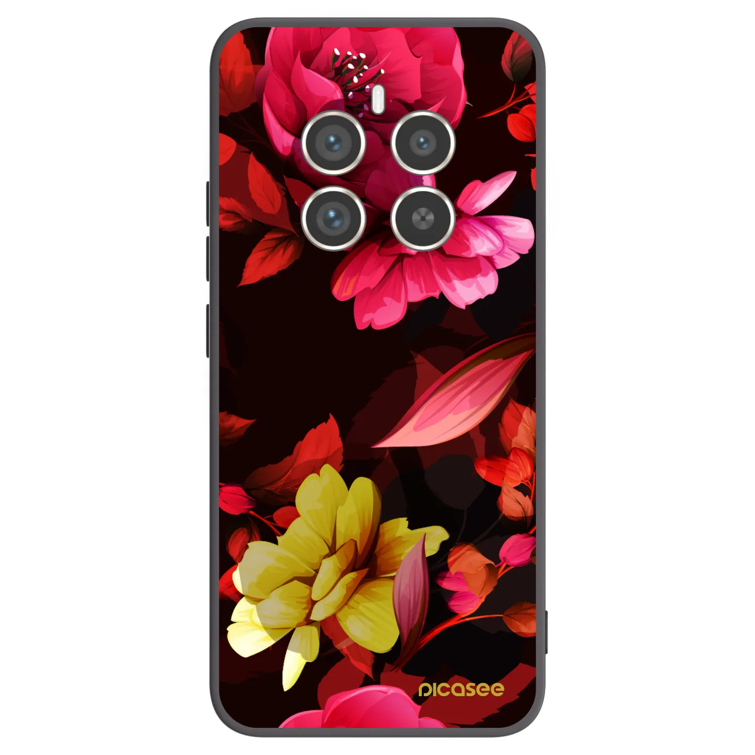 Picasee fekete szilikon tok az alábbi mobiltelefonokra Realme 12 Pro 5G - Dark Peonny