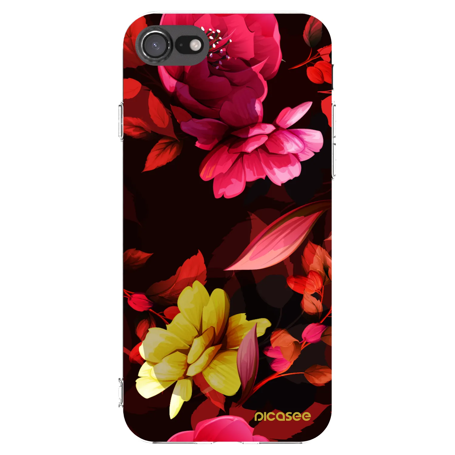 Picasee átlátszó szilikon tok az alábbi mobiltelefonokra Apple iPhone 7 - Dark Peonny