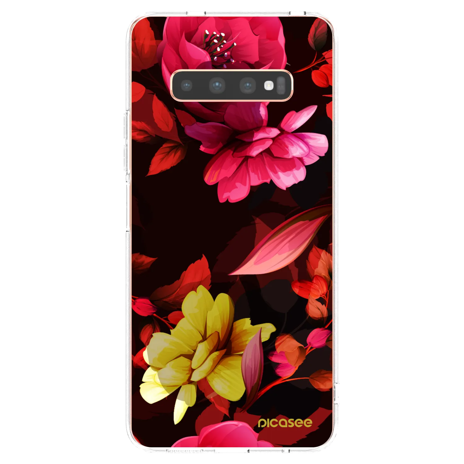 Picasee átlátszó szilikon tok az alábbi mobiltelefonokra Samsung Galaxy S10 Plus G975 - Dark Peonny
