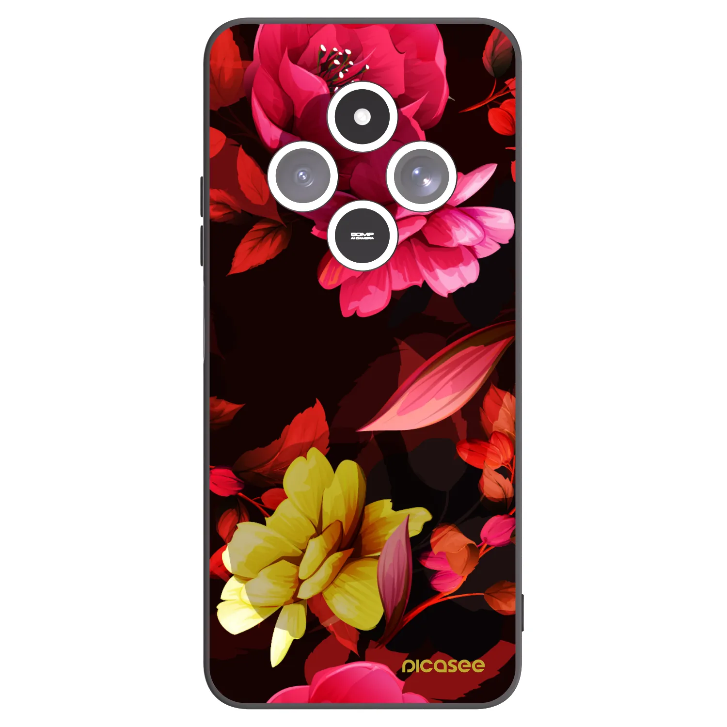 Picasee fekete szilikon tok az alábbi mobiltelefonokra Xiaomi Redmi 14C - Dark Peonny