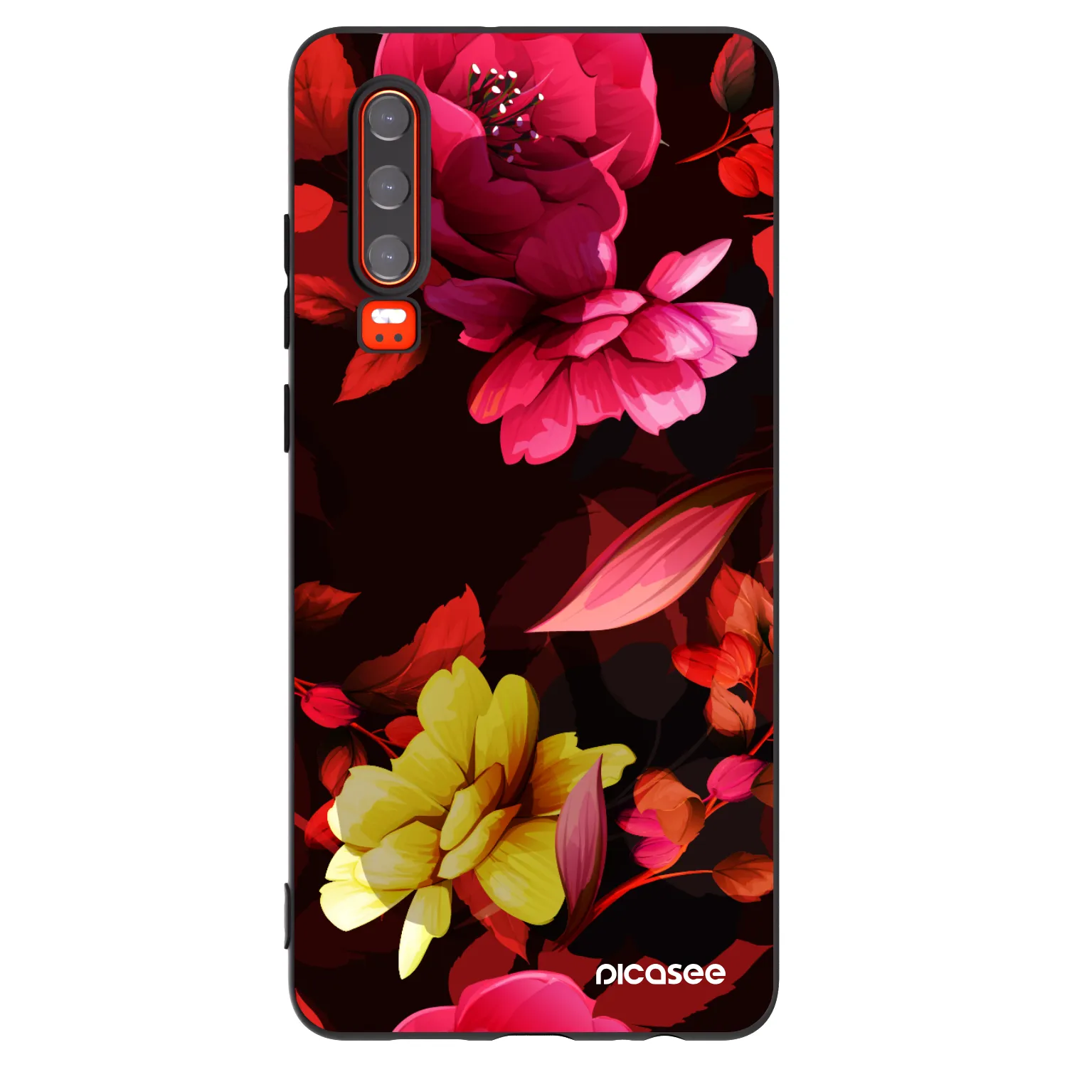 Picasee fekete szilikon tok az alábbi mobiltelefonokra Huawei P30 - Dark Peonny