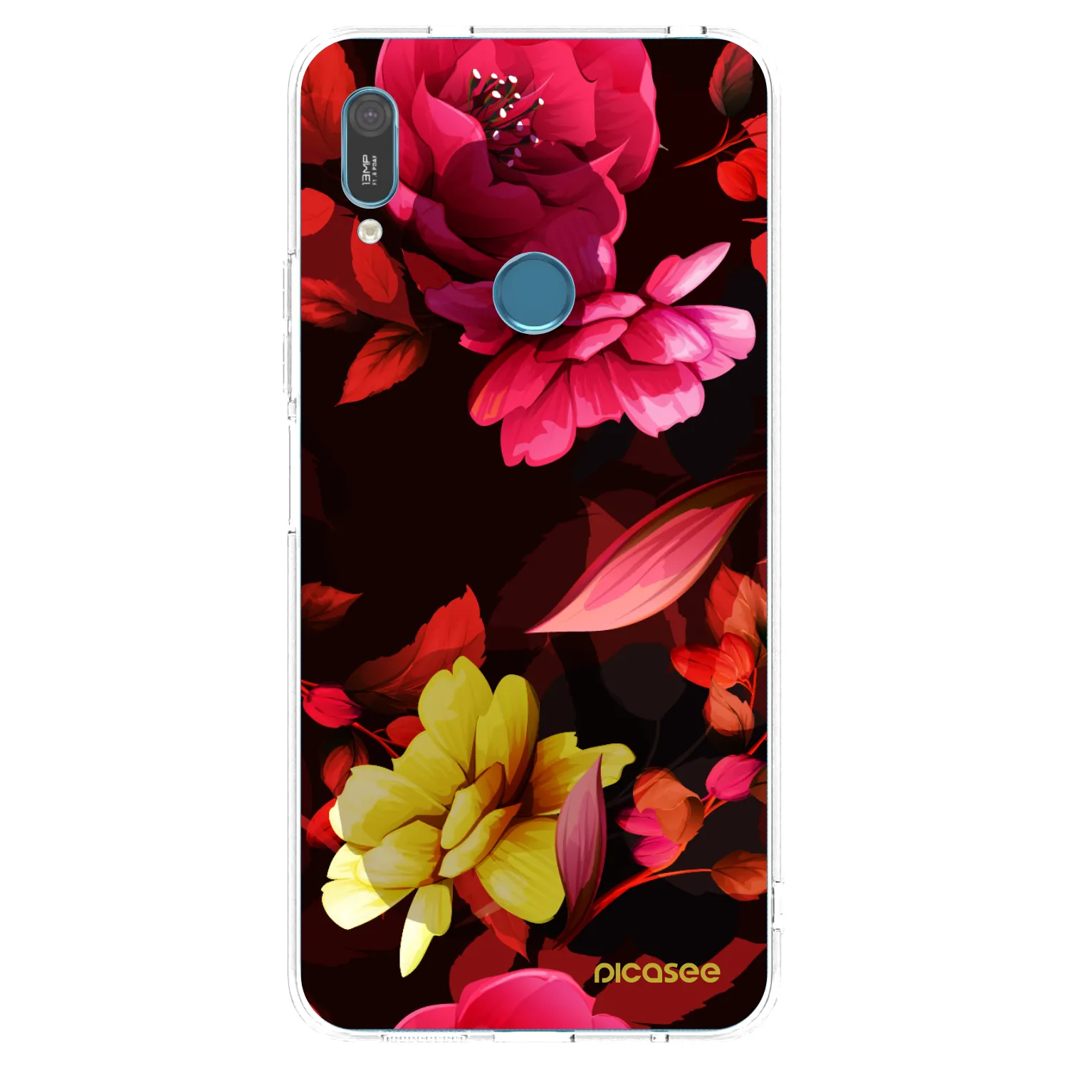 Picasee átlátszó szilikon tok az alábbi mobiltelefonokra Huawei Y6 2019 - Dark Peonny
