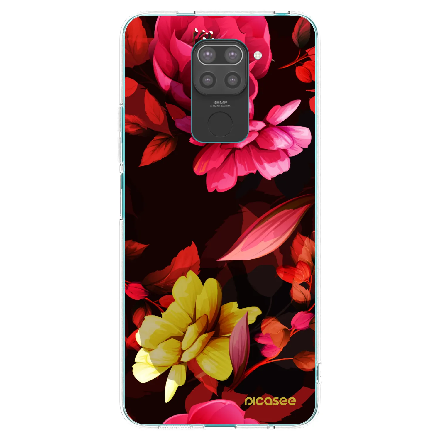 Picasee fekete szilikon tok az alábbi mobiltelefonokra Xiaomi Redmi Note 9 - Dark Peonny