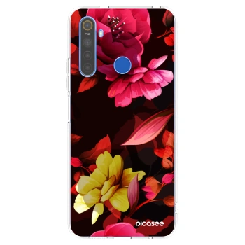 Picasee átlátszó szilikon tok az alábbi mobiltelefonokra Realme 5 - Dark Peonny