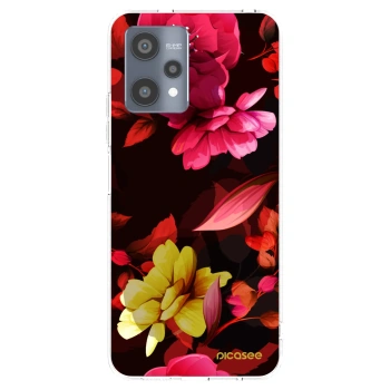 Picasee átlátszó szilikon tok az alábbi mobiltelefonokra Realme 9 Pro 5G - Dark Peonny