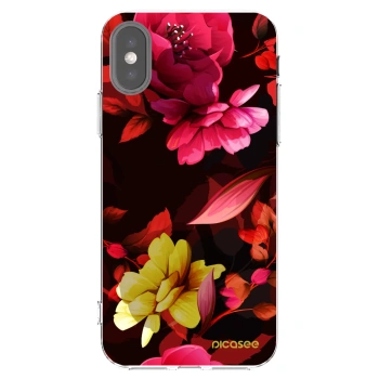 Picasee átlátszó szilikon tok az alábbi mobiltelefonokra Apple iPhone X/XS - Dark Peonny