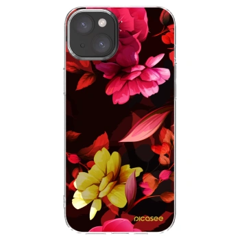 Picasee átlátszó szilikon tok az alábbi mobiltelefonokra Apple iPhone 15 Plus - Dark Peonny