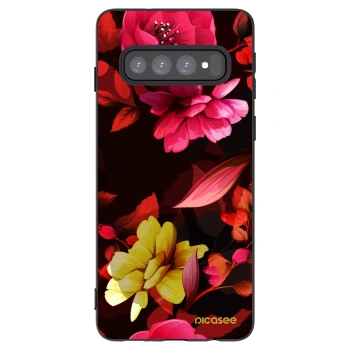 Picasee fekete szilikon tok az alábbi mobiltelefonokra Samsung Galaxy S10 G973 - Dark Peonny