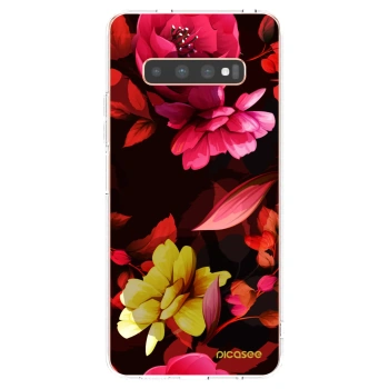 Picasee átlátszó szilikon tok az alábbi mobiltelefonokra Samsung Galaxy S10 Plus G975 - Dark Peonny