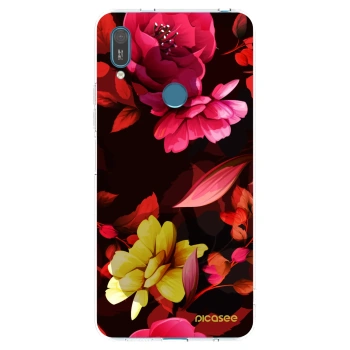 Picasee átlátszó szilikon tok az alábbi mobiltelefonokra Huawei Y7 2019 - Dark Peonny