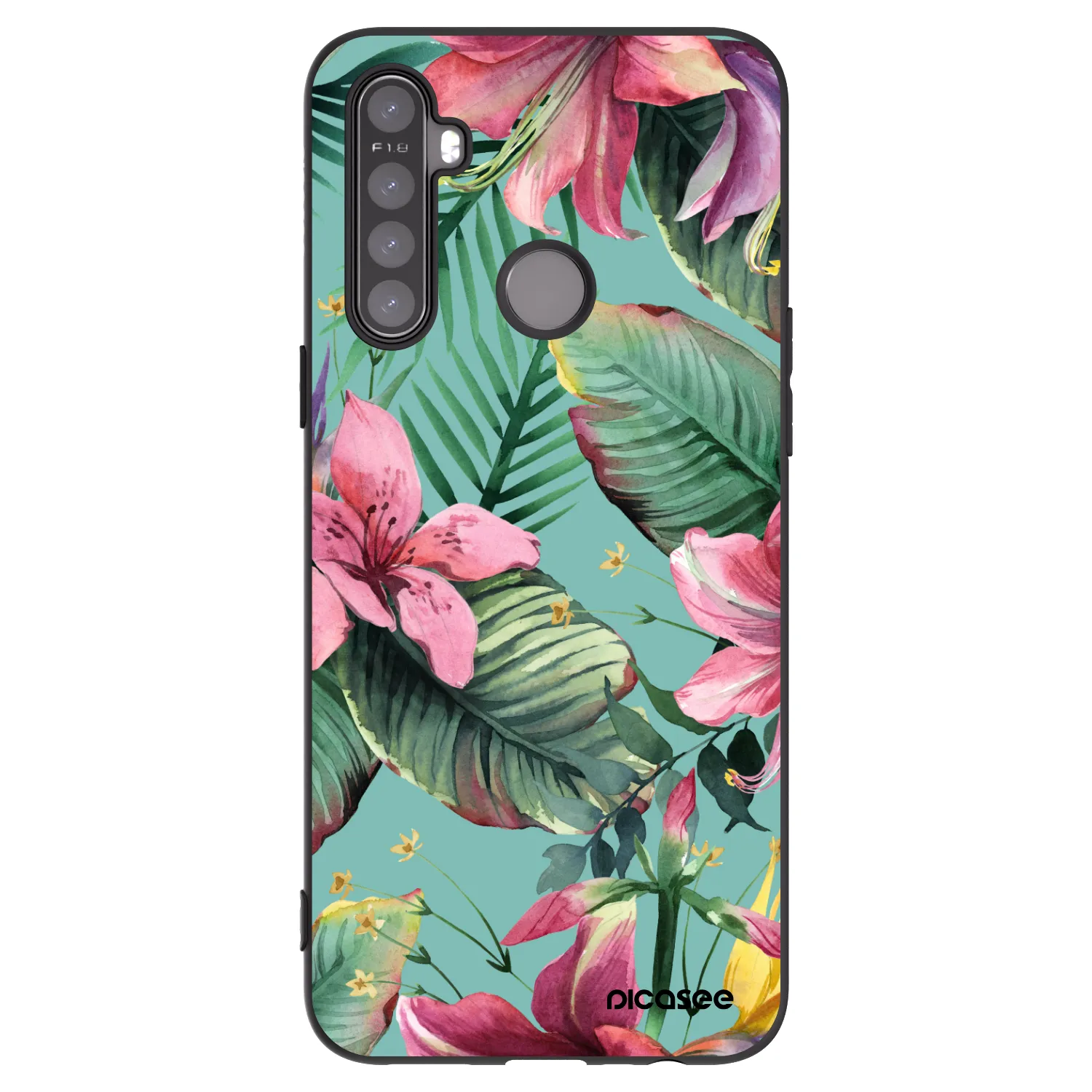 Picasee fekete szilikon tok az alábbi mobiltelefonokra Realme 5 - Hawaii