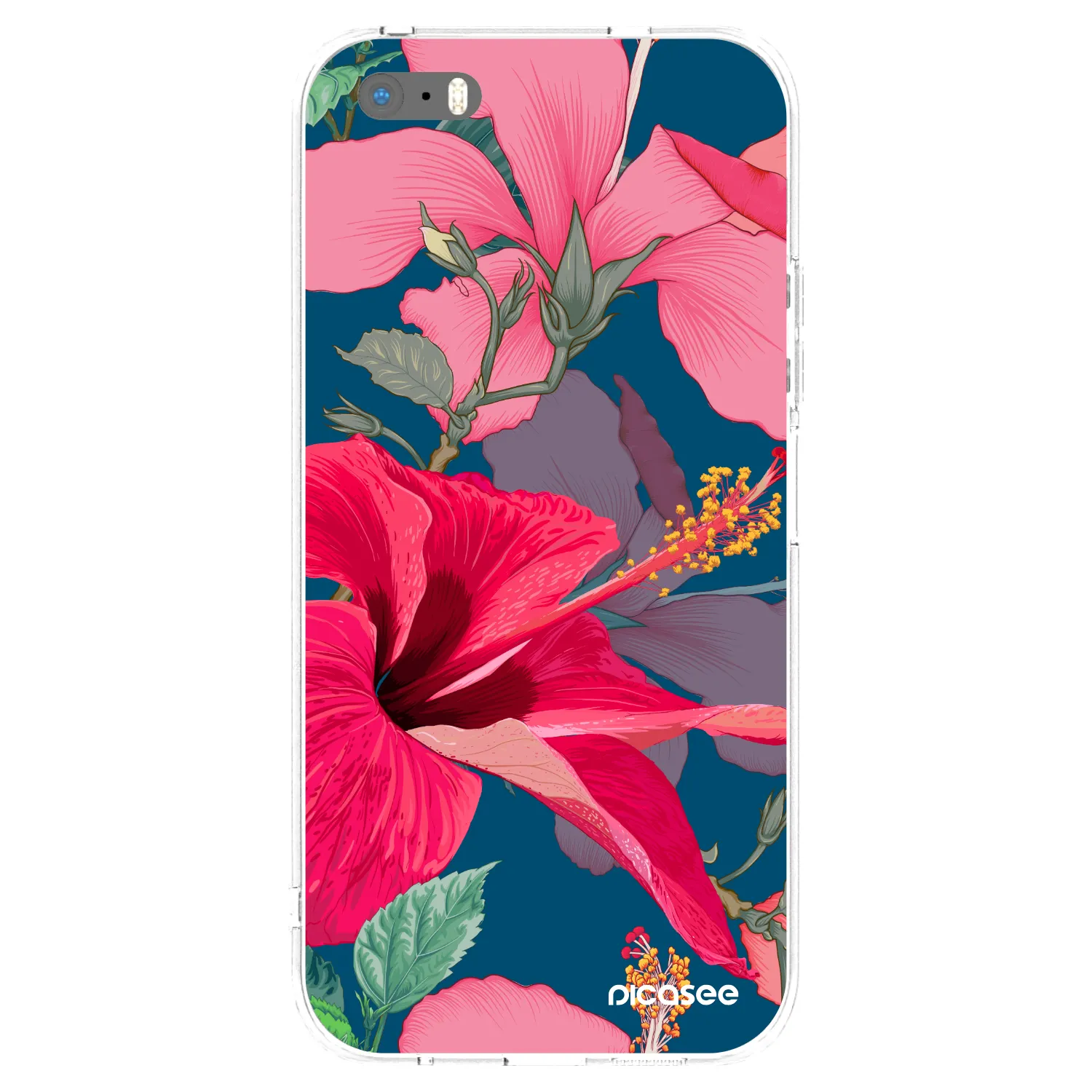 Picasee átlátszó szilikon tok az alábbi mobiltelefonokra Apple iPhone 5/5S/SE - Hibiscus