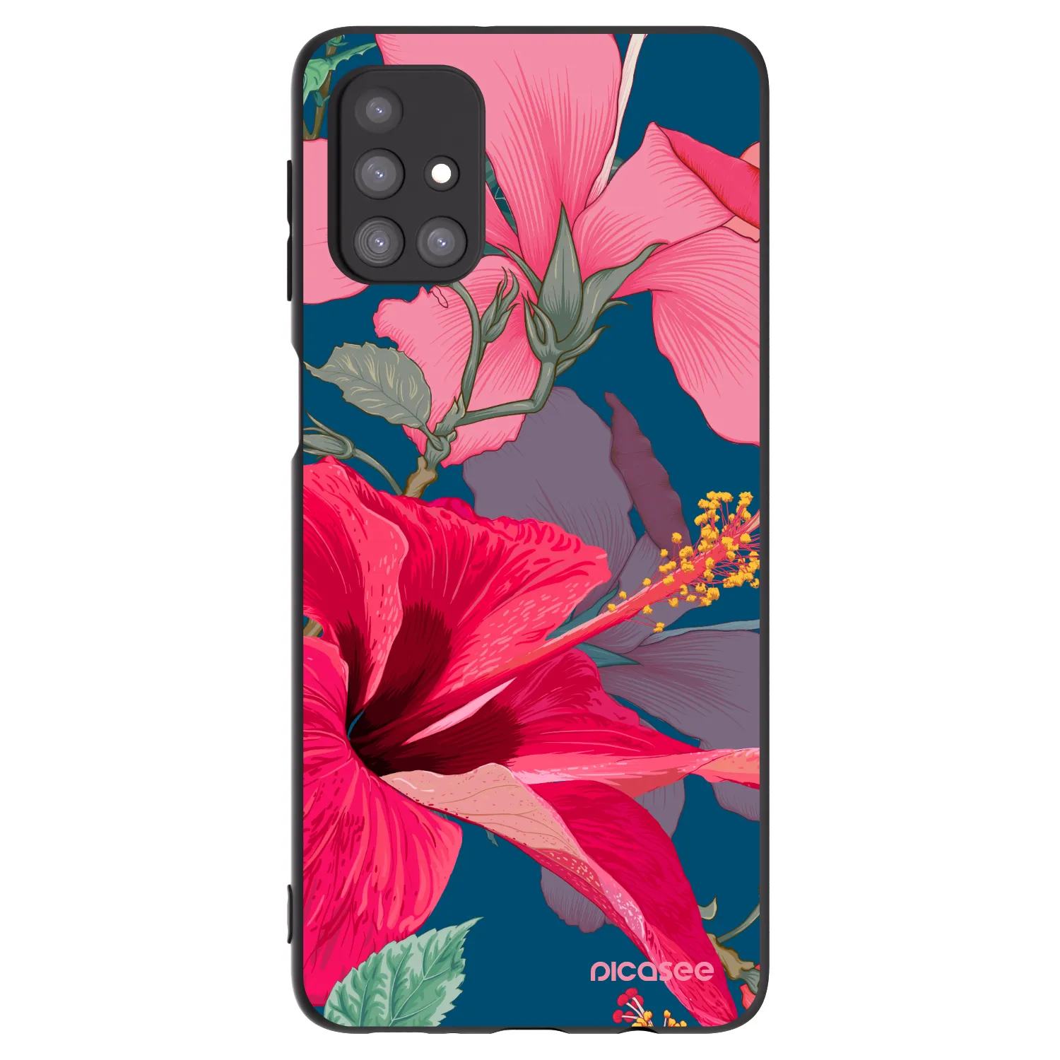 Picasee fekete szilikon tok az alábbi mobiltelefonokra Samsung Galaxy M31s - Hibiscus