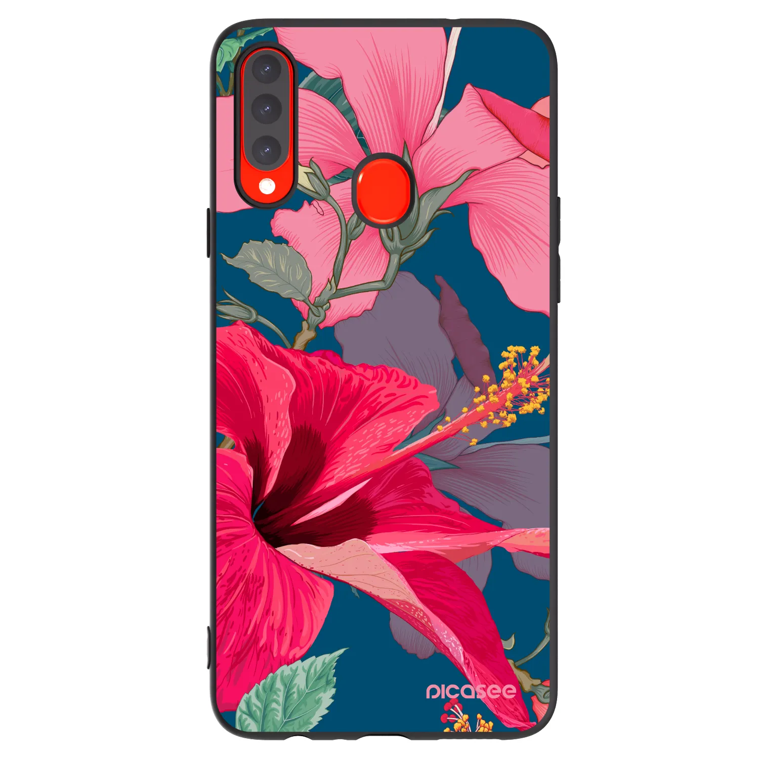 Picasee fekete szilikon tok az alábbi mobiltelefonokra Samsung Galaxy A20s - Hibiscus
