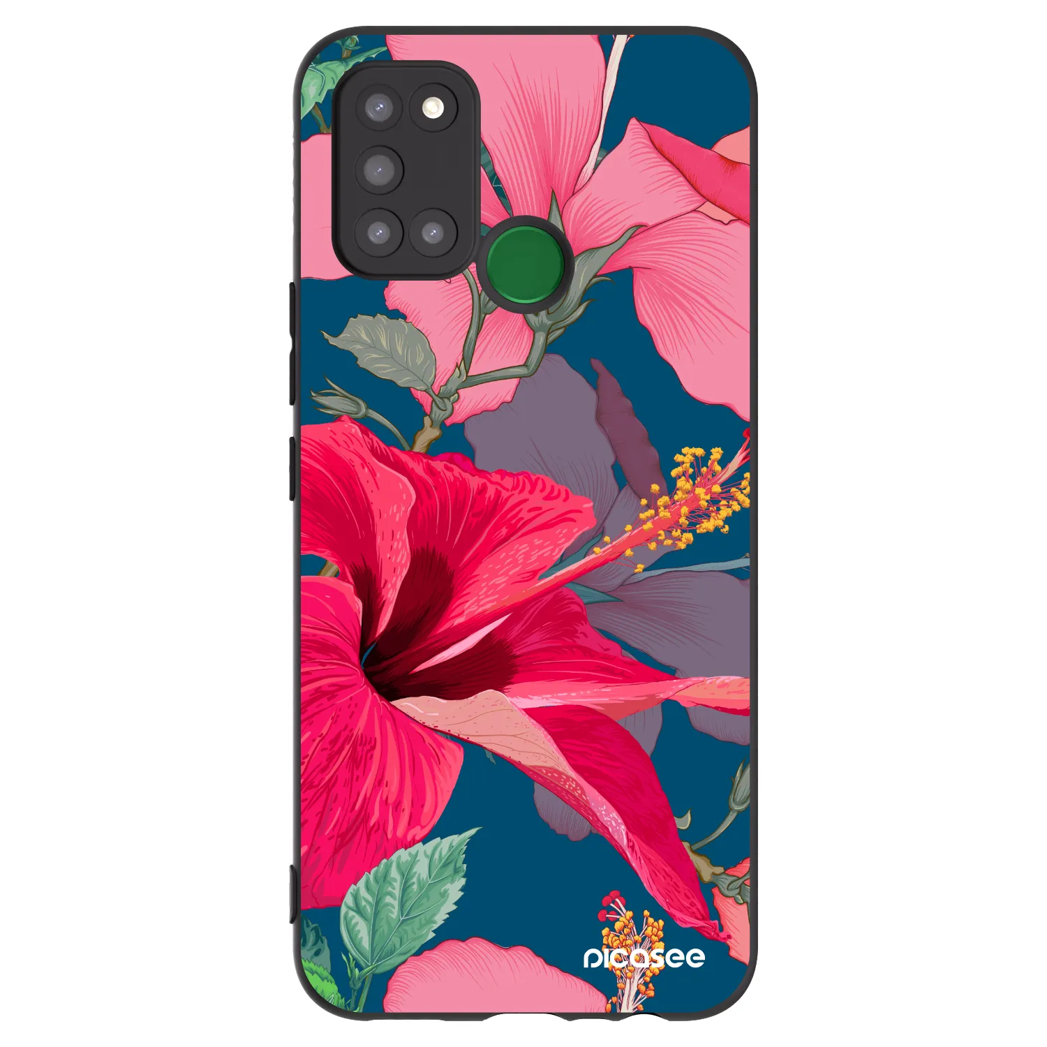 Picasee fekete szilikon tok az alábbi mobiltelefonokra Realme 7i - Hibiscus