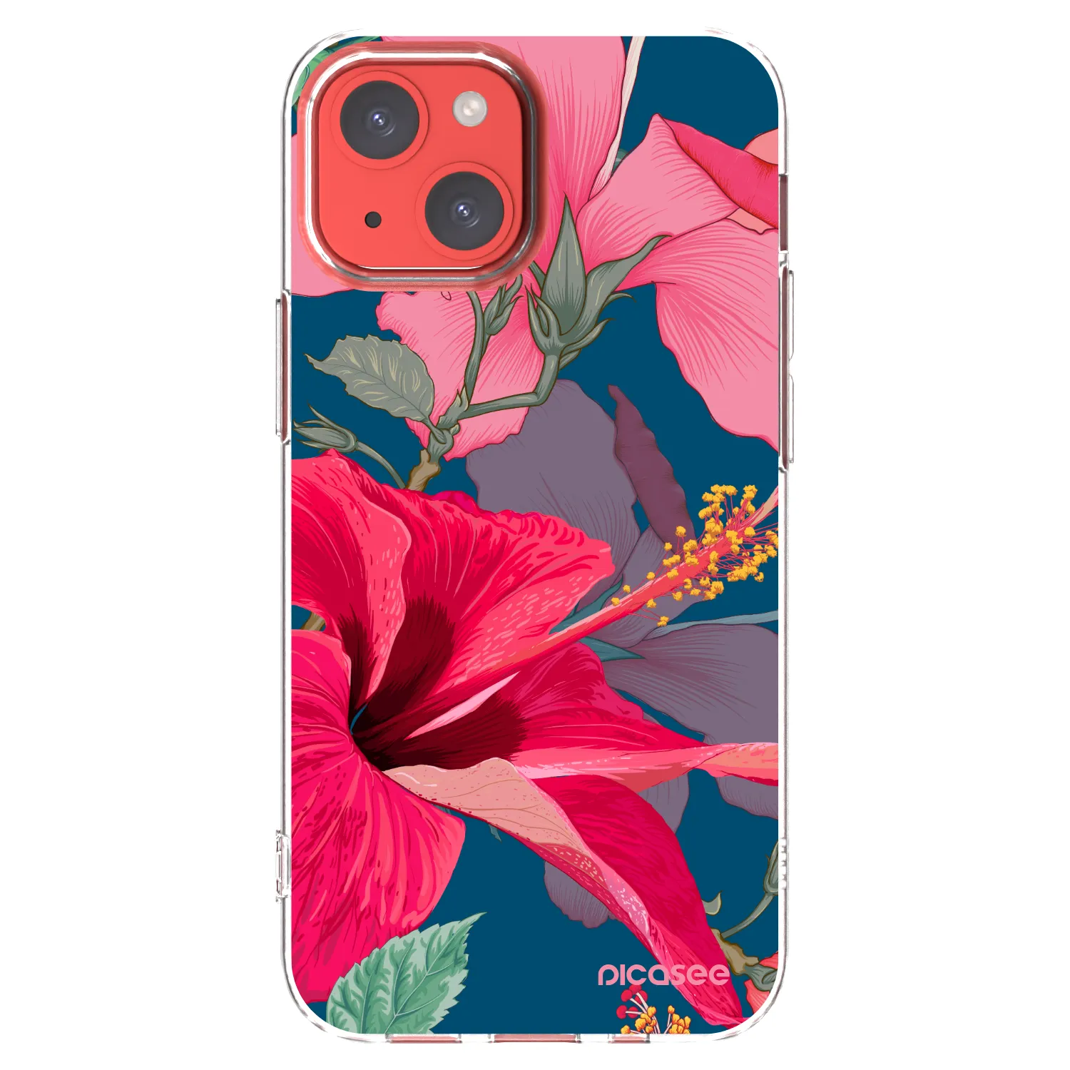 Picasee átlátszó szilikon tok az alábbi mobiltelefonokra Apple iPhone 13 mini - Hibiscus
