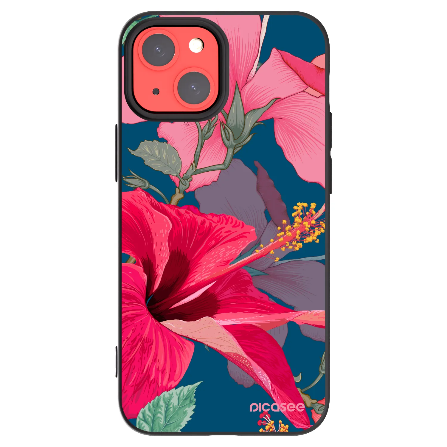 Picasee fekete szilikon tok az alábbi mobiltelefonokra Apple iPhone 13 mini - Hibiscus
