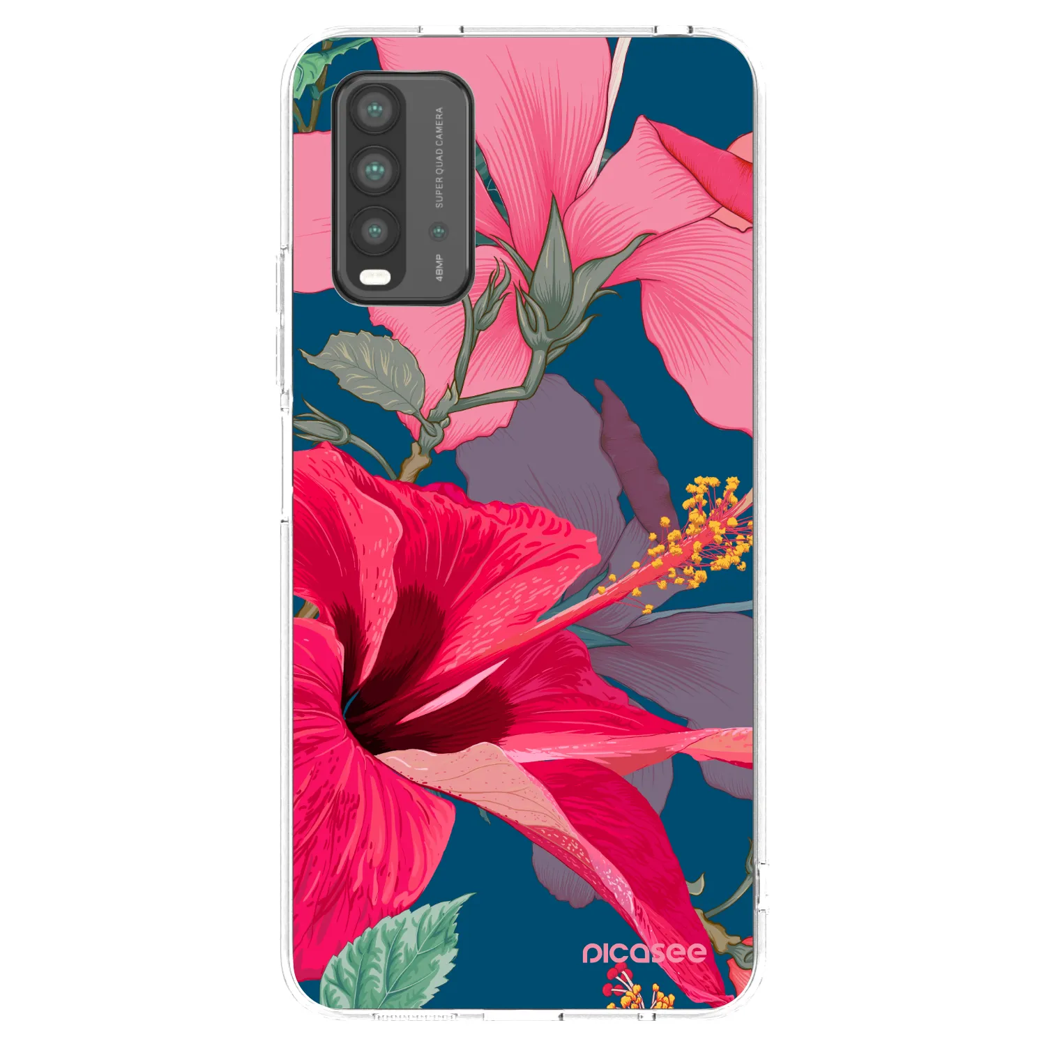 Picasee fekete szilikon tok az alábbi mobiltelefonokra Xiaomi Redmi 9T - Hibiscus
