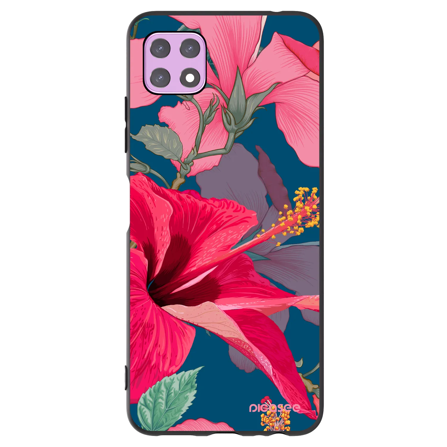 Picasee fekete szilikon tok az alábbi mobiltelefonokra Samsung Galaxy A22 A226B 5G - Hibiscus