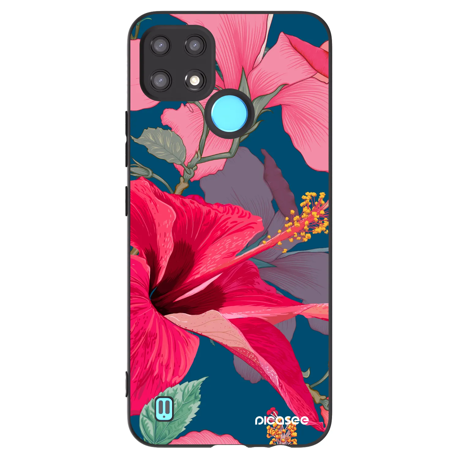 Picasee fekete szilikon tok az alábbi mobiltelefonokra Realme C21 - Hibiscus