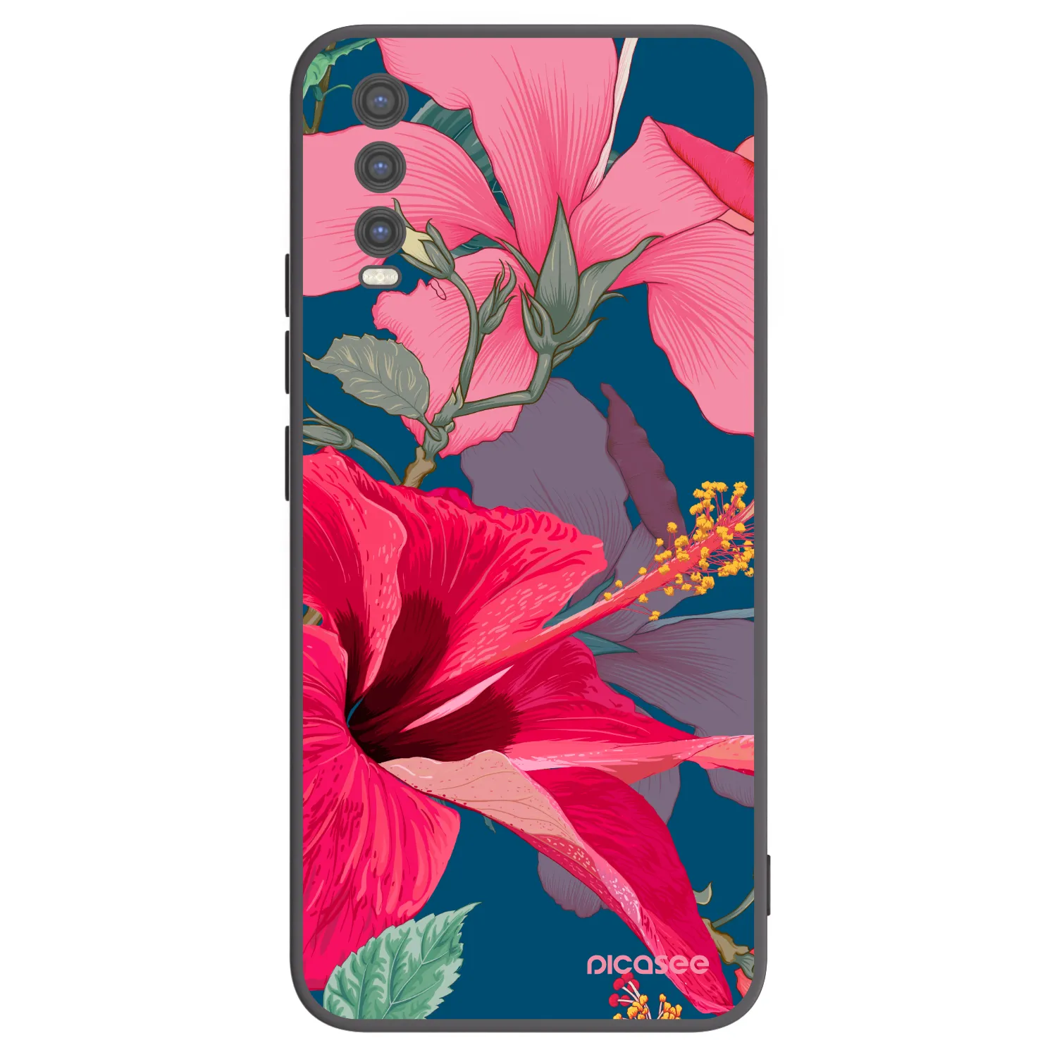 Picasee fekete szilikon tok az alábbi mobiltelefonokra Vivo Y20s - Hibiscus