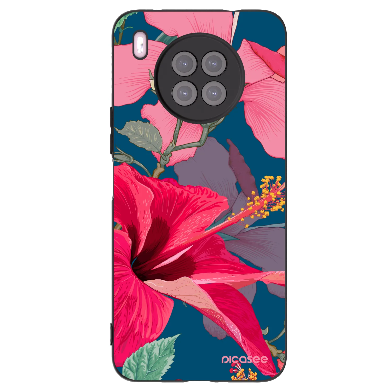 Picasee fekete szilikon tok az alábbi mobiltelefonokra Huawei Nova 8i - Hibiscus