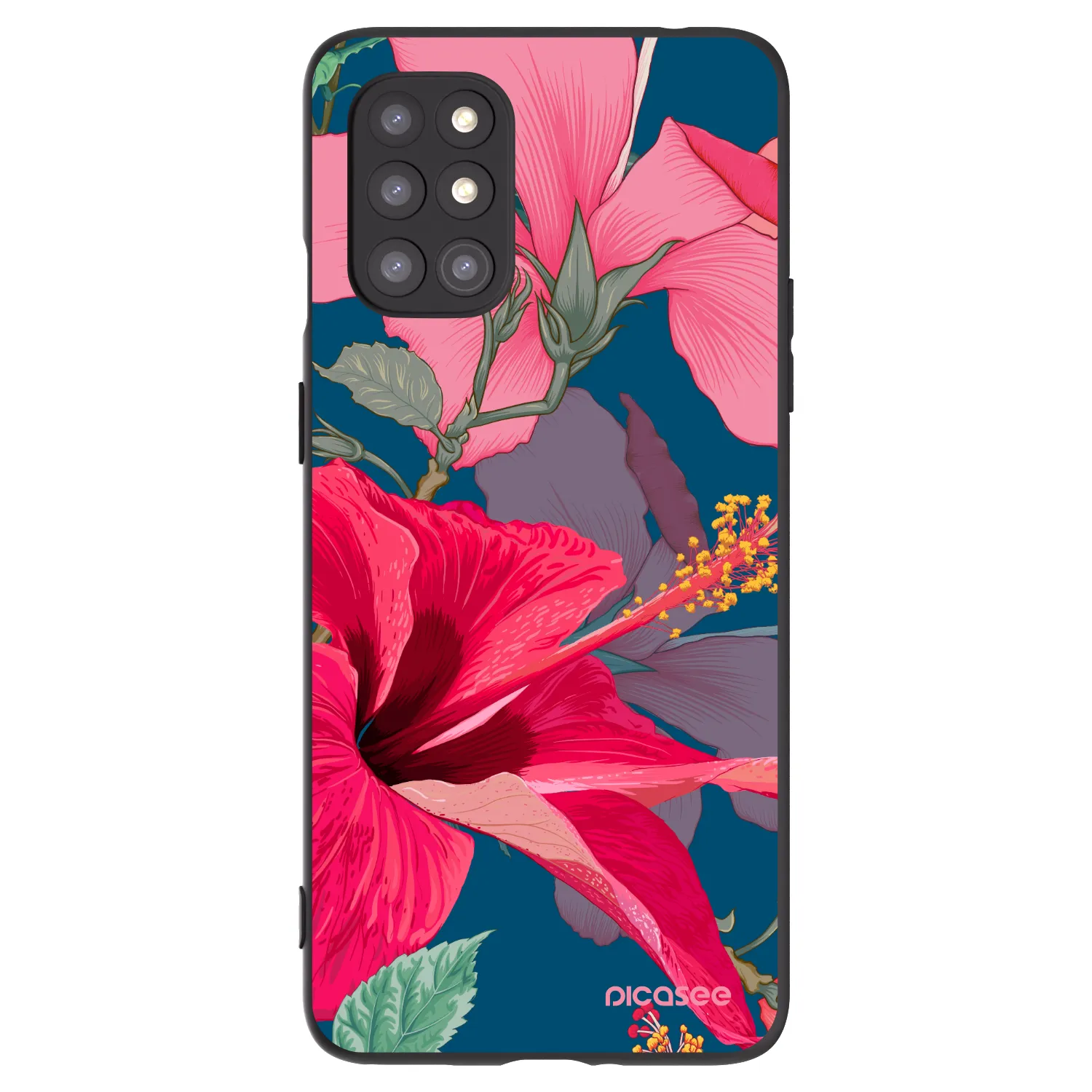 Picasee fekete szilikon tok az alábbi mobiltelefonokra OnePlus 8T - Hibiscus