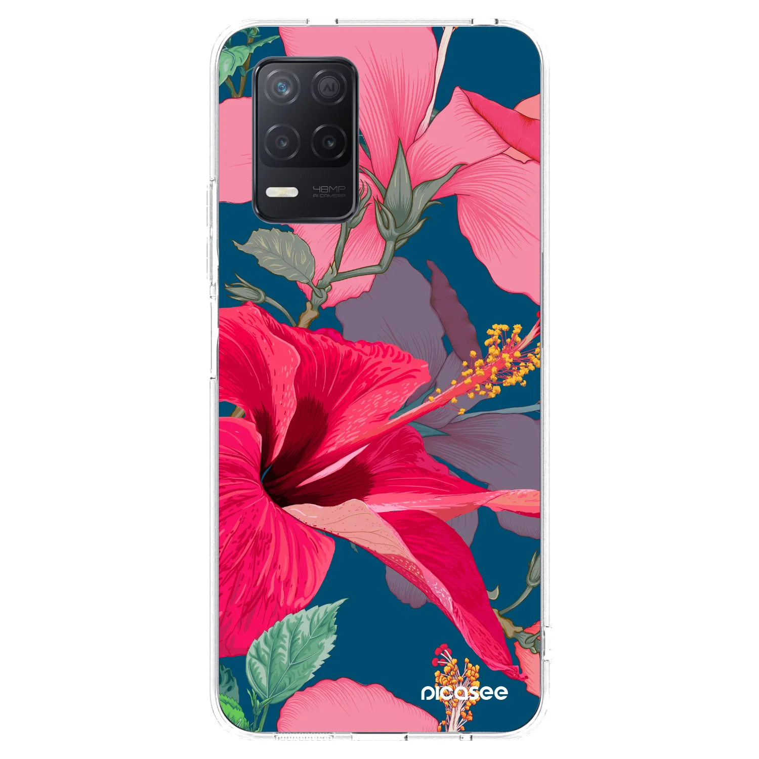 Picasee átlátszó szilikon tok az alábbi mobiltelefonokra Realme 8 5G - Hibiscus
